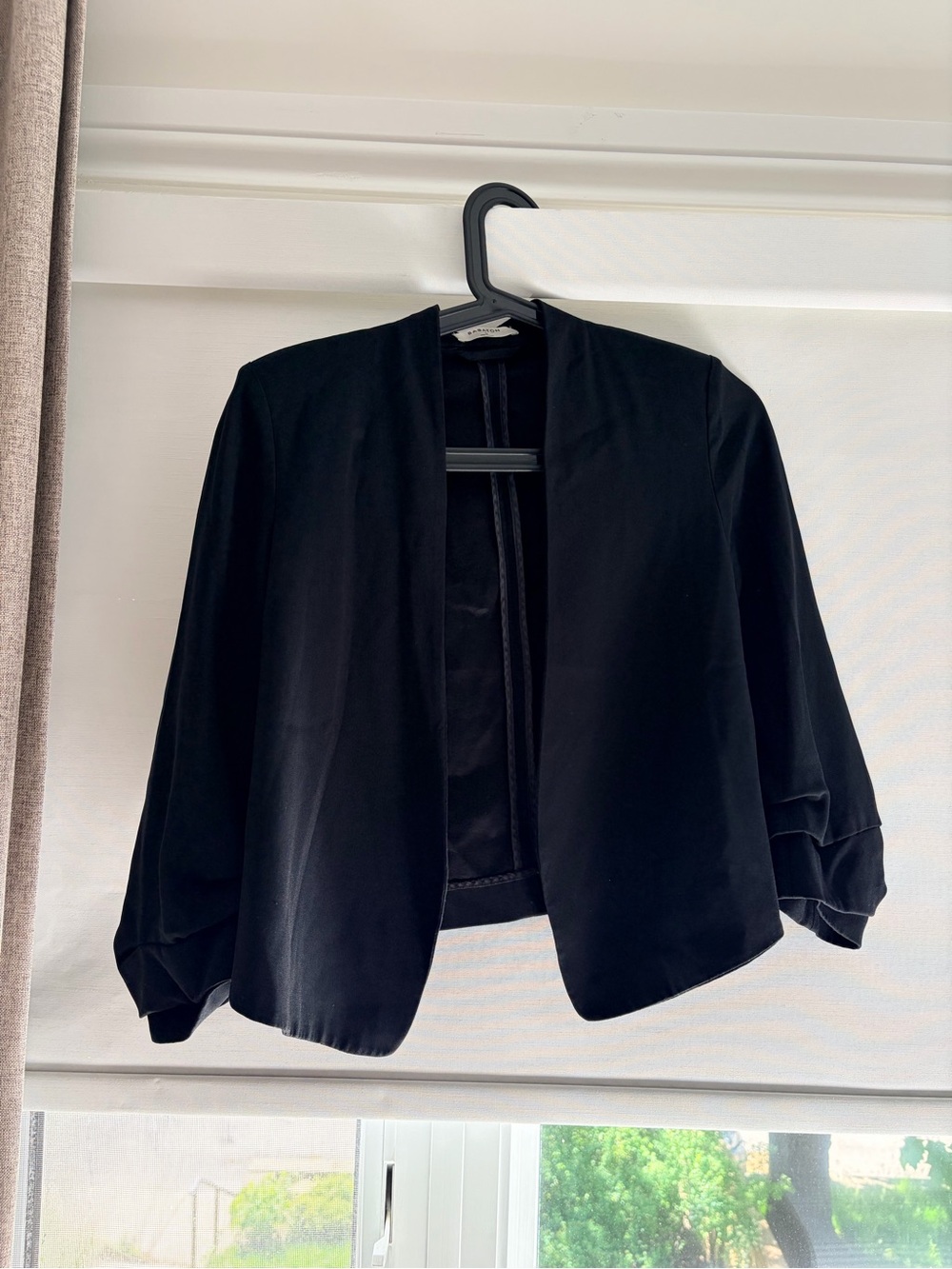 Black Cropped Open-Front Women's Blazer